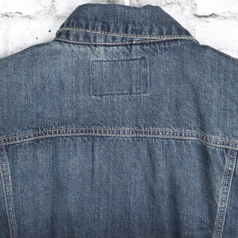 Guess Men's XXL Blue Denim Jacket Casual Regular Fit Button Down With Pockets - Picture 10 of 14